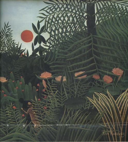 Henri Rousseau Negro Attacked by a jaguar china oil painting image